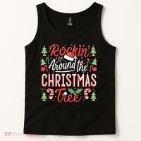 Rockin Around The Christmas Tree Music Note Music Teacher Tank Top thumb 2