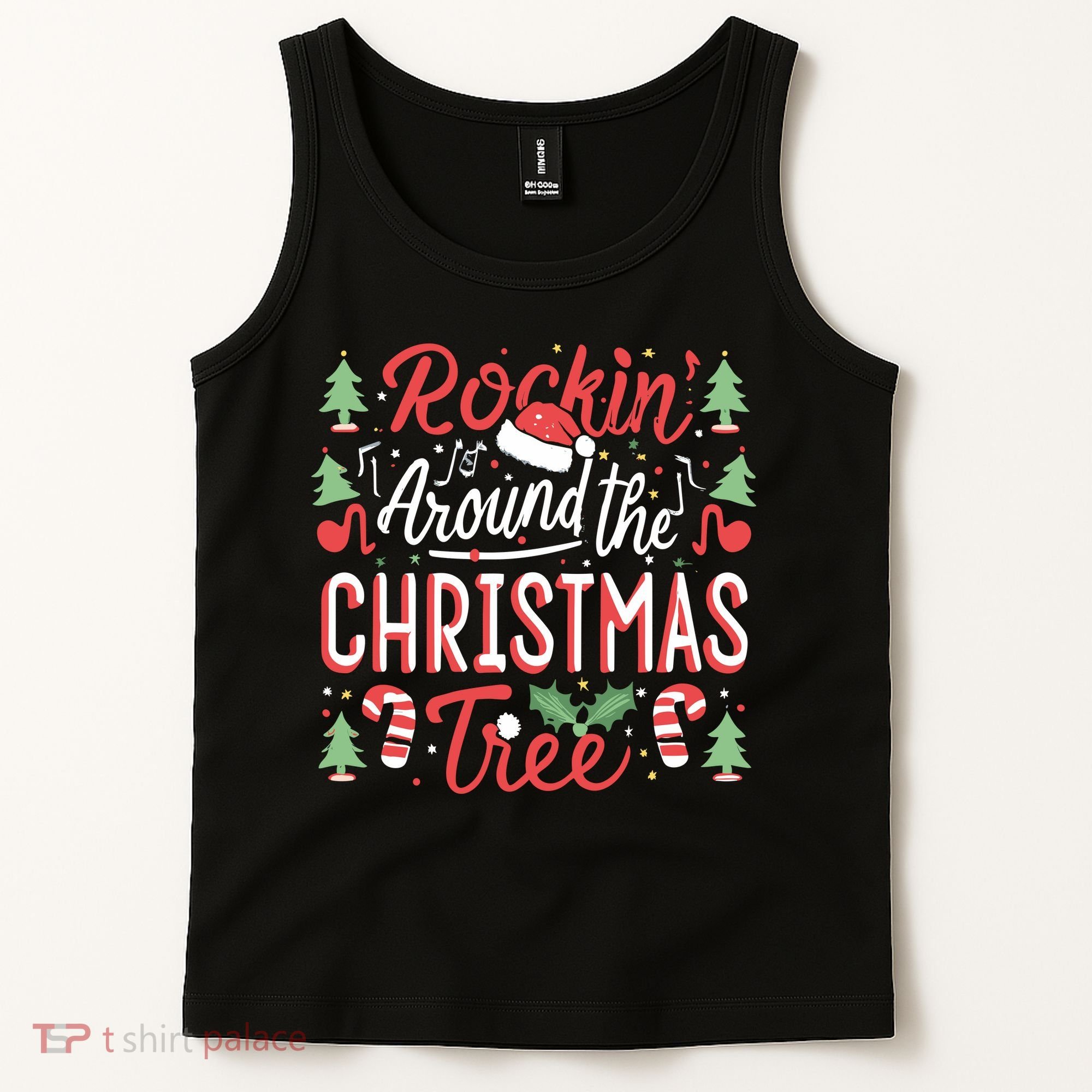Rockin Around The Christmas Tree Music Note Music Teacher Tank Top