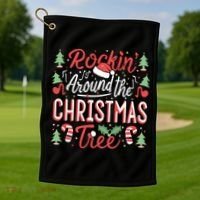 Rockin Around The Christmas Tree Music Note Music Teacher Golf Towel thumb 1