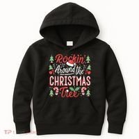 Rockin Around The Christmas Tree Music Note Music Teacher Kids Hoodie thumb 0