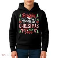 Rockin Around The Christmas Tree Music Note Music Teacher Kids Hoodie thumb 4