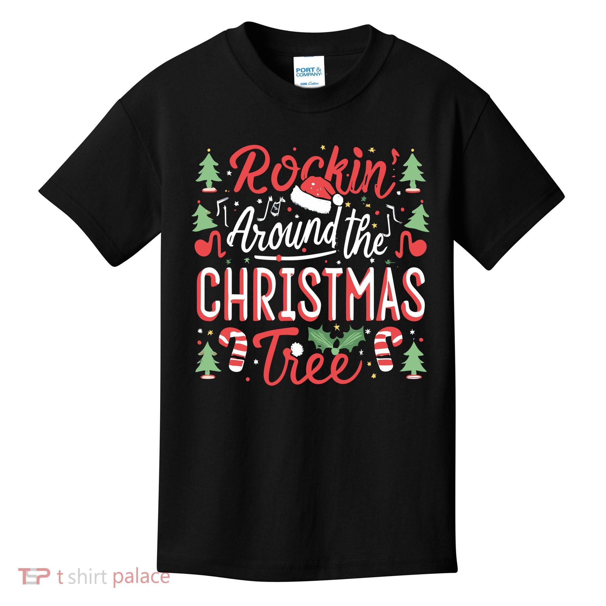 Rockin Around The Christmas Tree Music Note Music Teacher Kids T-Shirt