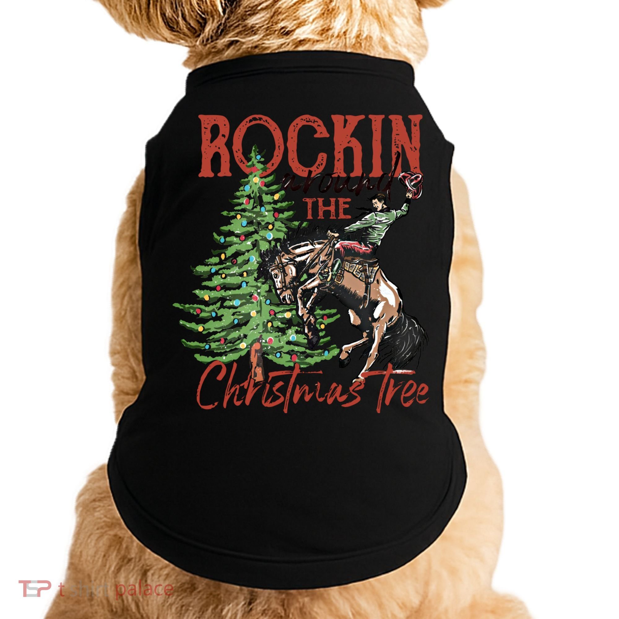 Rocking Around The Christmas Tree Retro Cowboy Christmas Doggie Tank