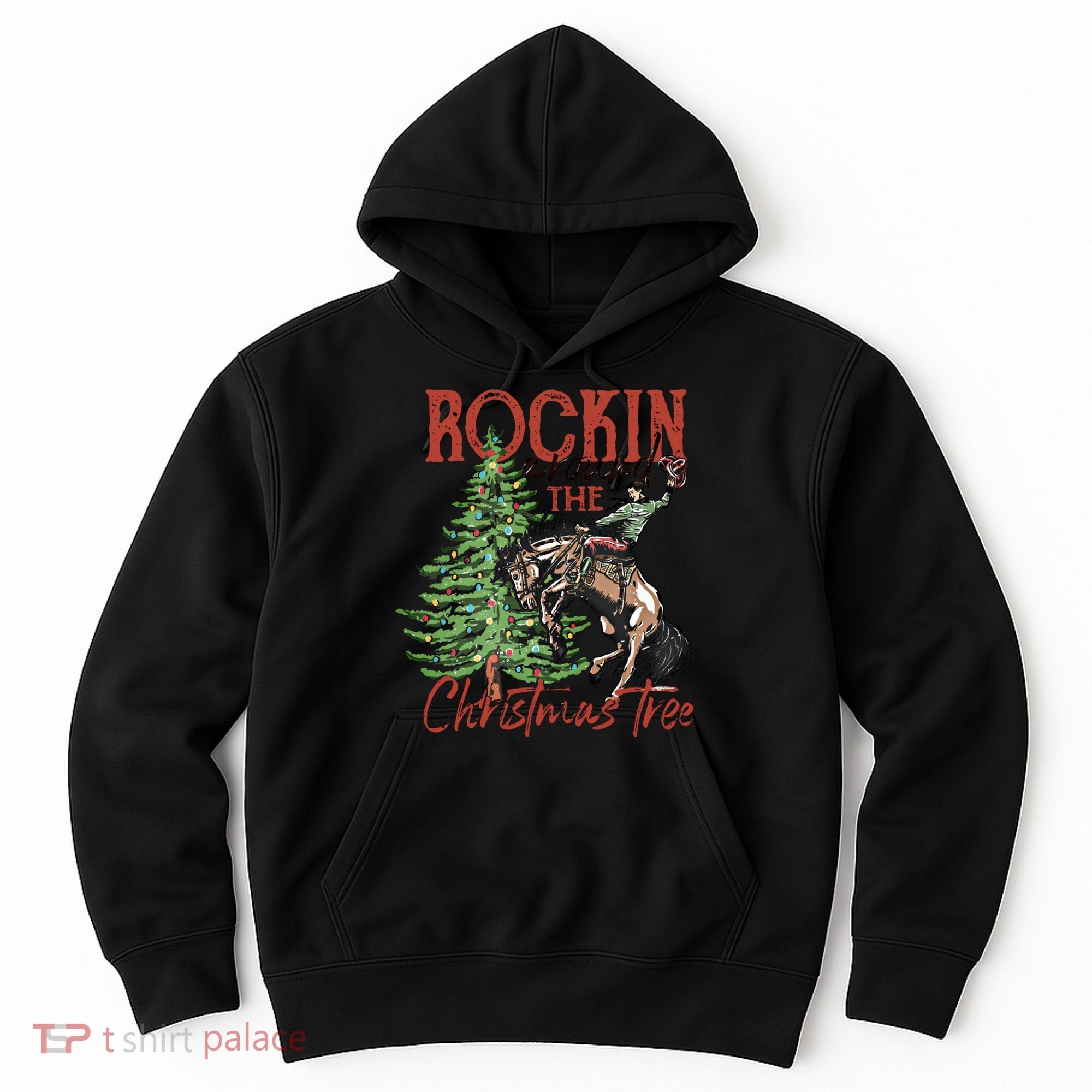 Rocking Around The Christmas Tree Retro Cowboy Christmas Hoodie