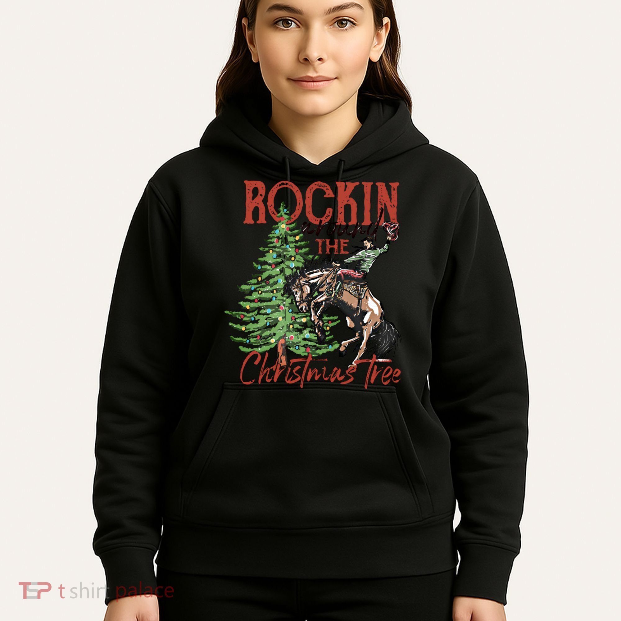 Rocking Around The Christmas Tree Retro Cowboy Christmas Hoodie