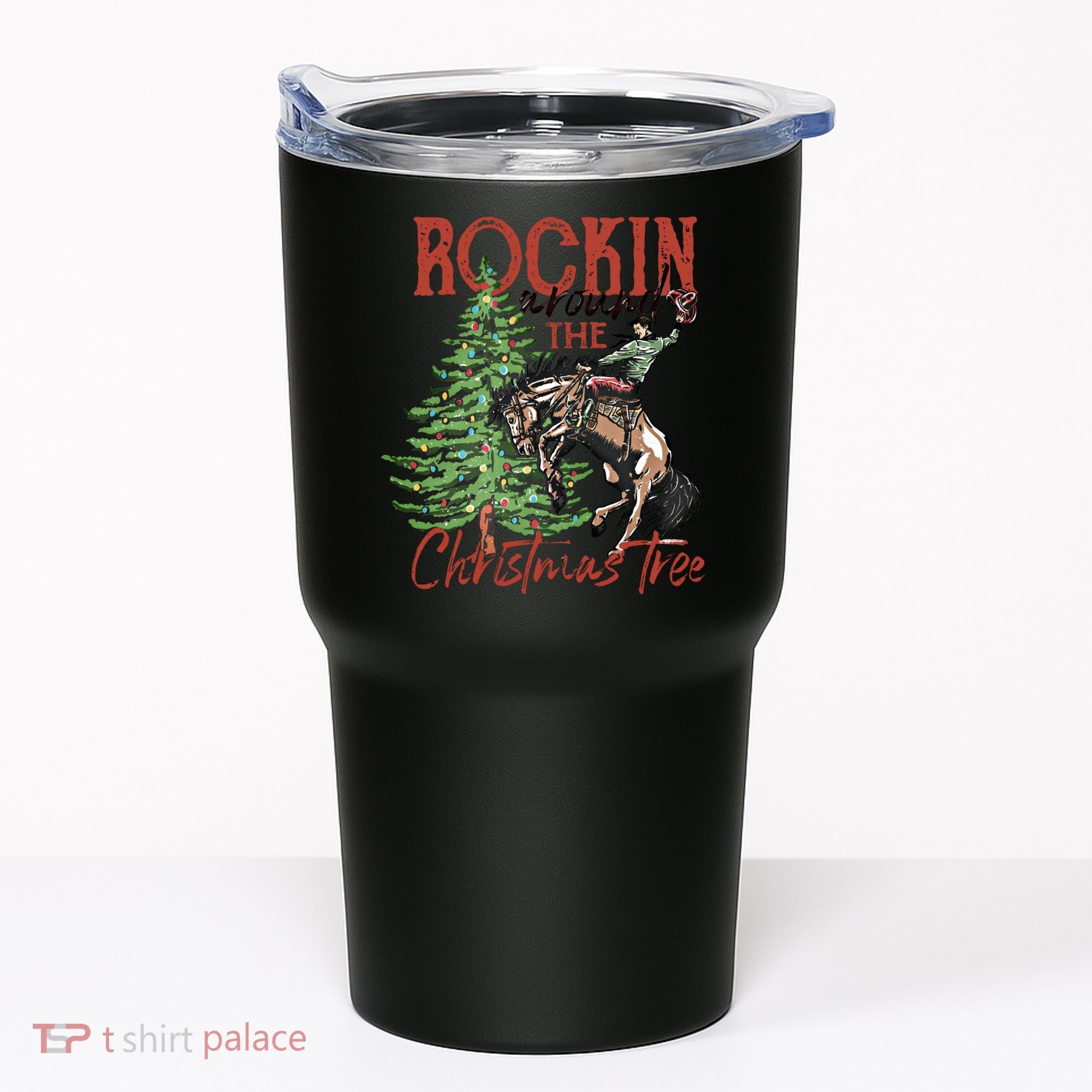 Rocking Around The Christmas Tree Retro Cowboy Christmas Tumbler