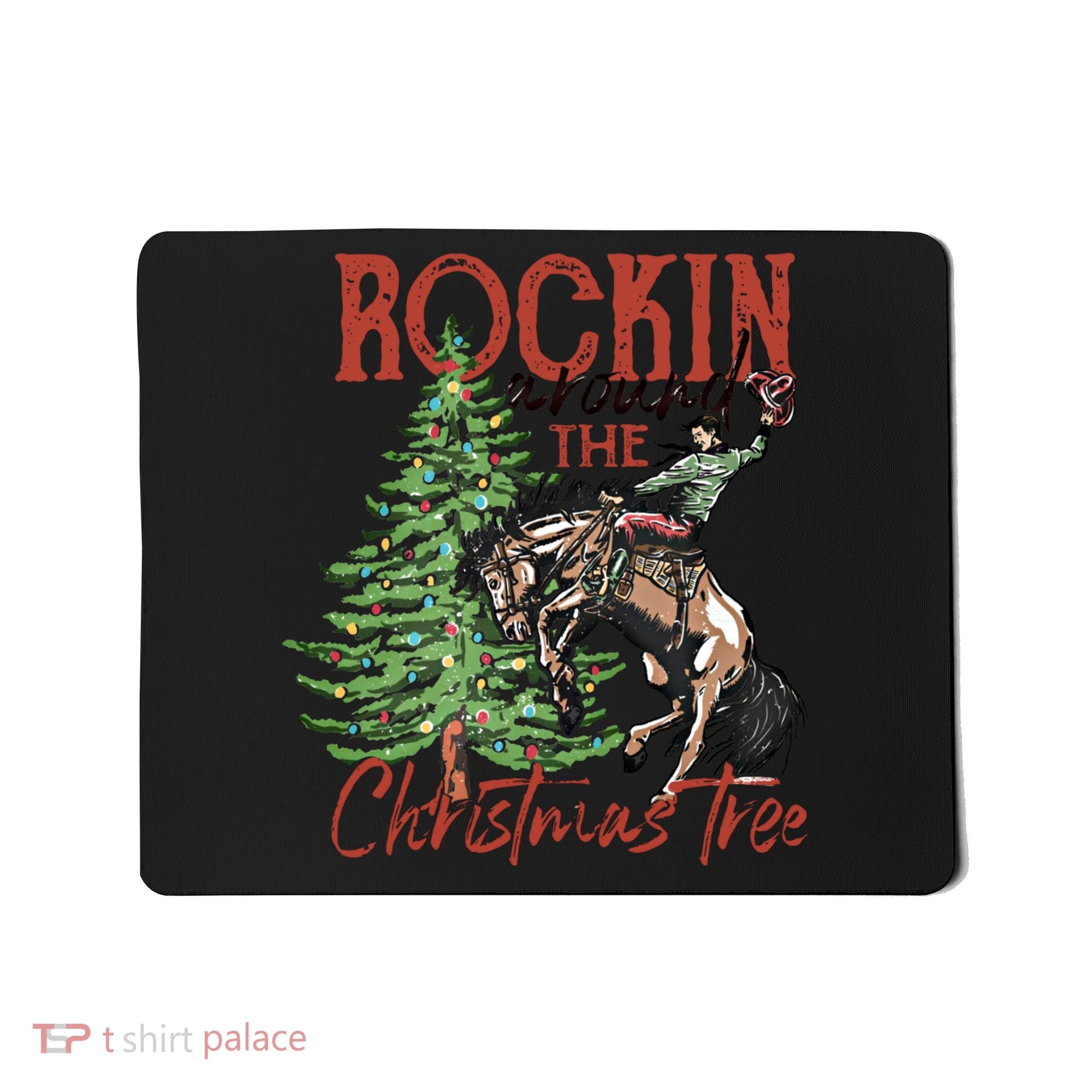 Rocking Around The Christmas Tree Retro Cowboy Christmas Mousepad