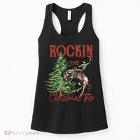 Rocking Around The Christmas Tree Retro Cowboy Christmas Women's Tank Top thumb 0