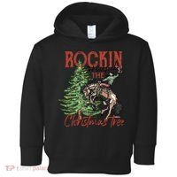 Rocking Around The Christmas Tree Retro Cowboy Christmas Toddler Hoodie thumb 0