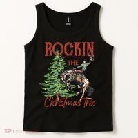 Rocking Around The Christmas Tree Retro Cowboy Christmas Tank Top thumb 2