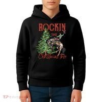Rocking Around The Christmas Tree Retro Cowboy Christmas Kids Hoodie thumb 4