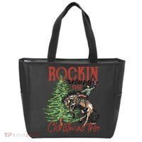 Rocking Around The Christmas Tree Retro Cowboy Christmas Tote Bag thumb 0