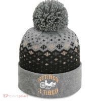 Retired And Three Tired Laidback Biker Retirement The Baniff Cuffed Pom Beanie thumb 0