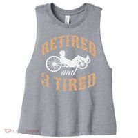 Retired And Three Tired Laidback Biker Retirement Women's Racerback Cropped Tank thumb 0