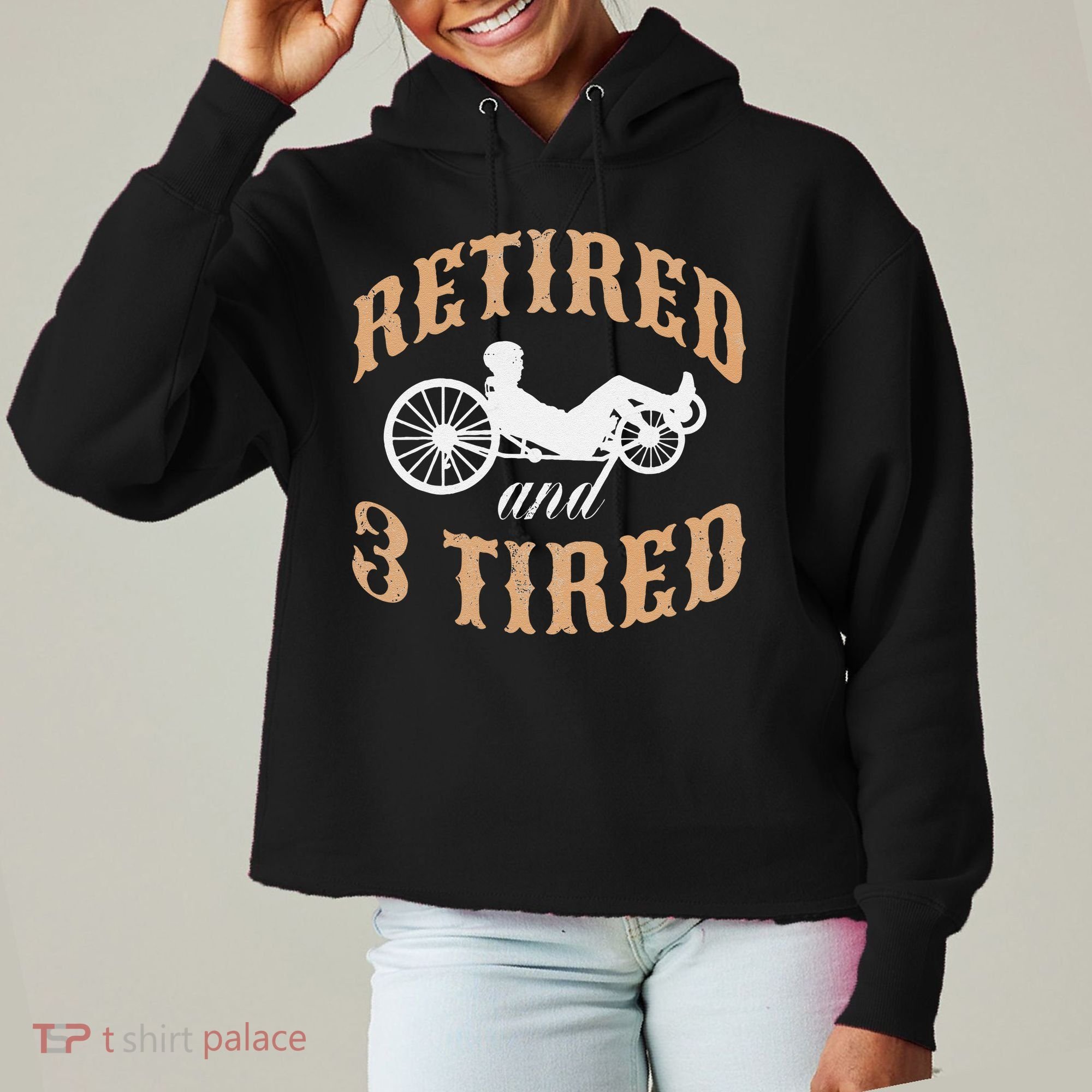 Retired And Three Tired Laidback Biker Retirement Ladies Heavyweight Boxy Pullover Hoodie