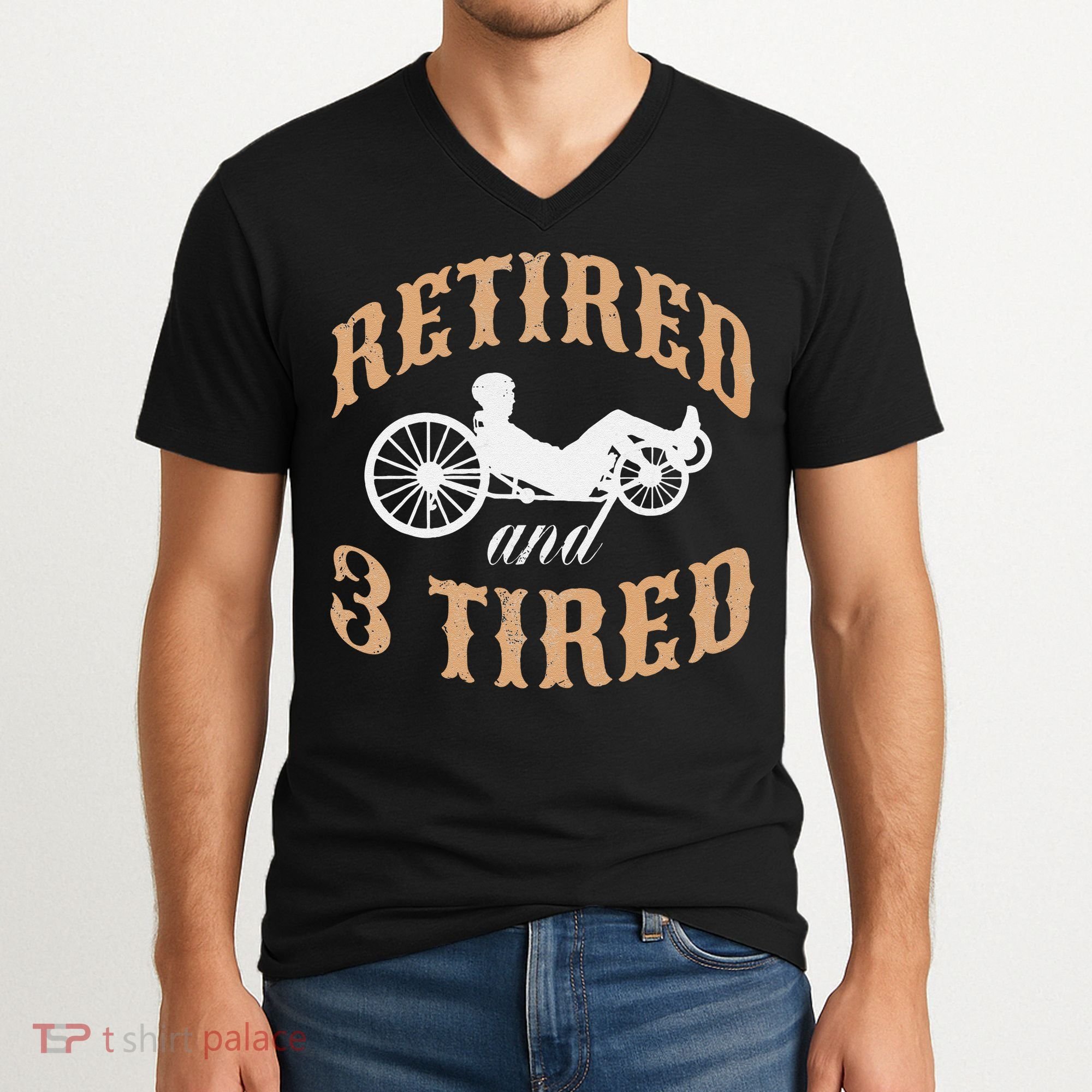 Retired And Three Tired Laidback Biker Retirement V-Neck T-Shirt