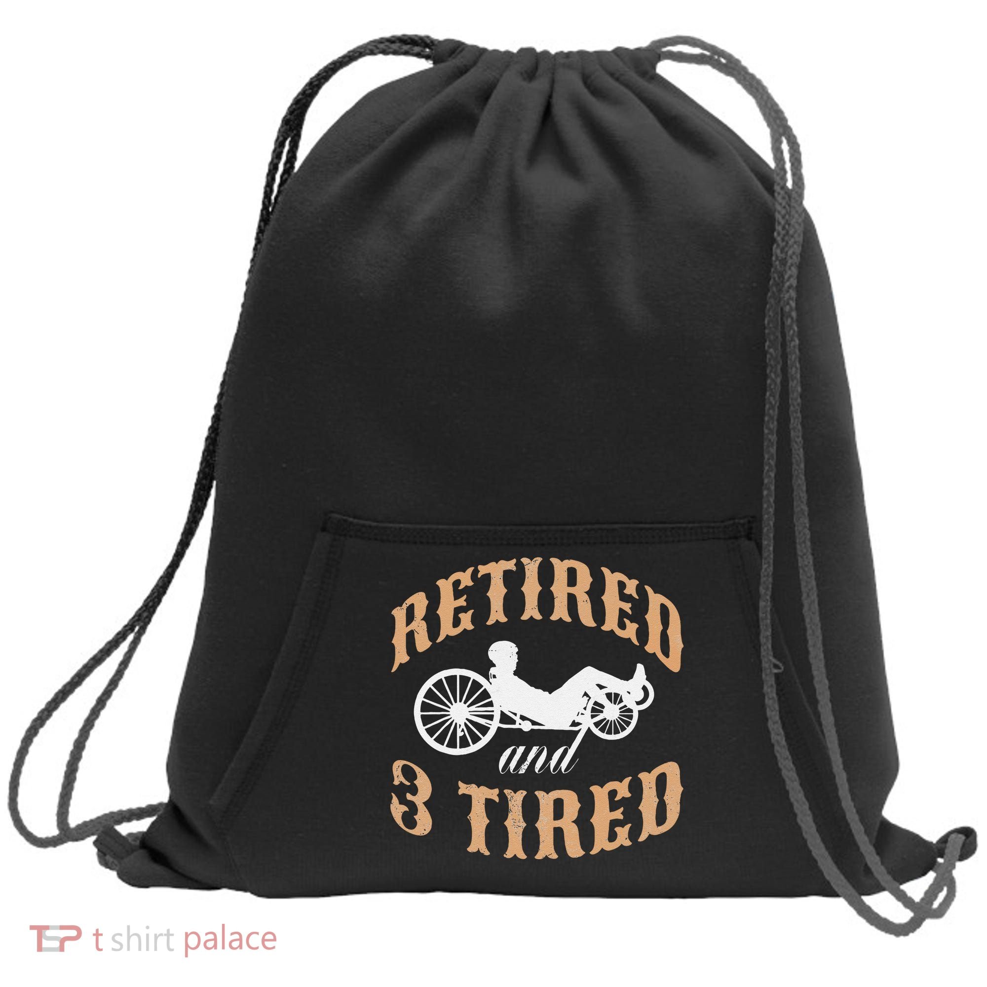 Retired And Three Tired Laidback Biker Retirement Sweatshirt Cinch Pack Bag