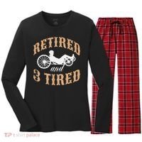 Retired And Three Tired Laidback Biker Retirement Women's Long Sleeve Flannel Pajama Set  thumb 0