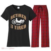 Retired And Three Tired Laidback Biker Retirement Women's Flannel Pajama Set thumb 0