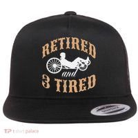 Retired And Three Tired Laidback Biker Retirement Flat Bill Trucker Hat thumb 0