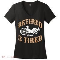 Retired And Three Tired Laidback Biker Retirement Women's V-Neck T-Shirt thumb 0