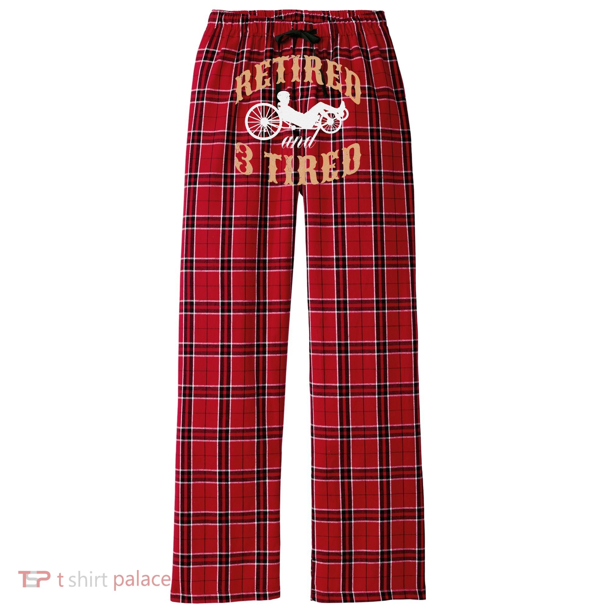 Retired And Three Tired Laidback Biker Retirement Women's Flannel Plaid Pajama Pants
