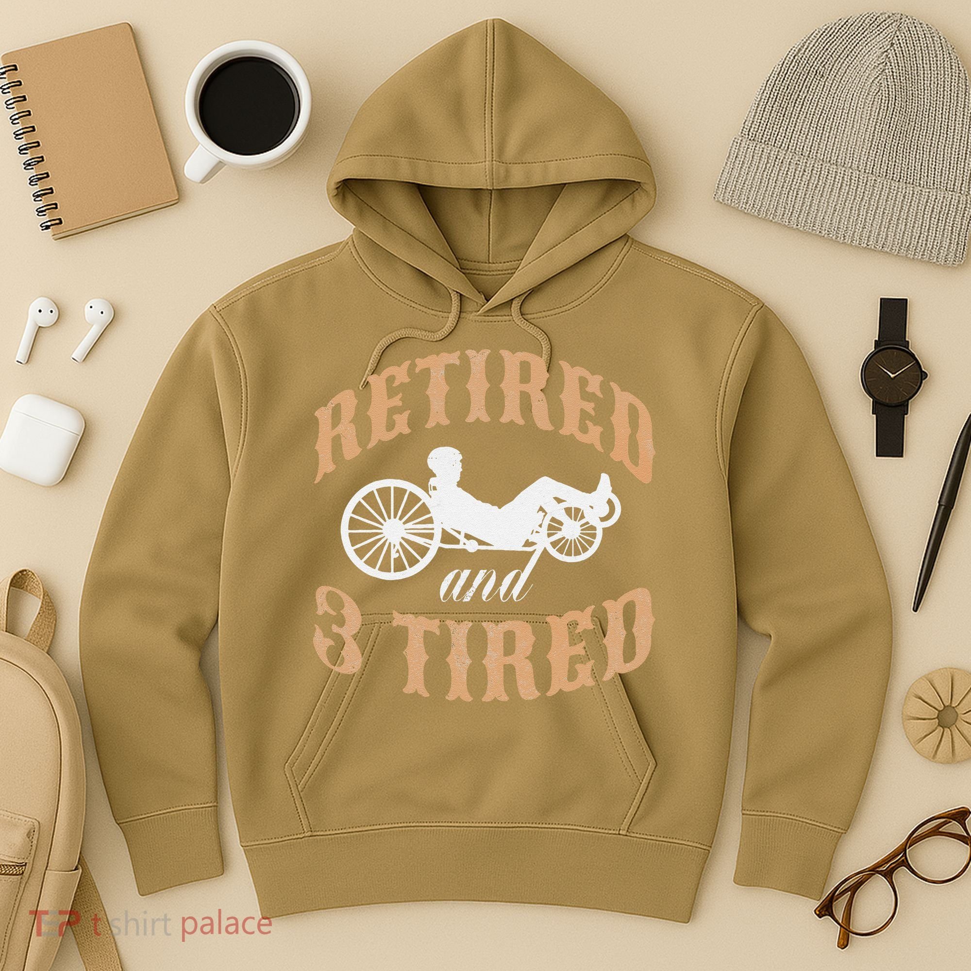 Retired And Three Tired Laidback Biker Retirement Hoodie