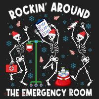 Rockin Around The Emergency Room Skeleton Er Nurse Xmas Women's Sweatshirt thumb 2