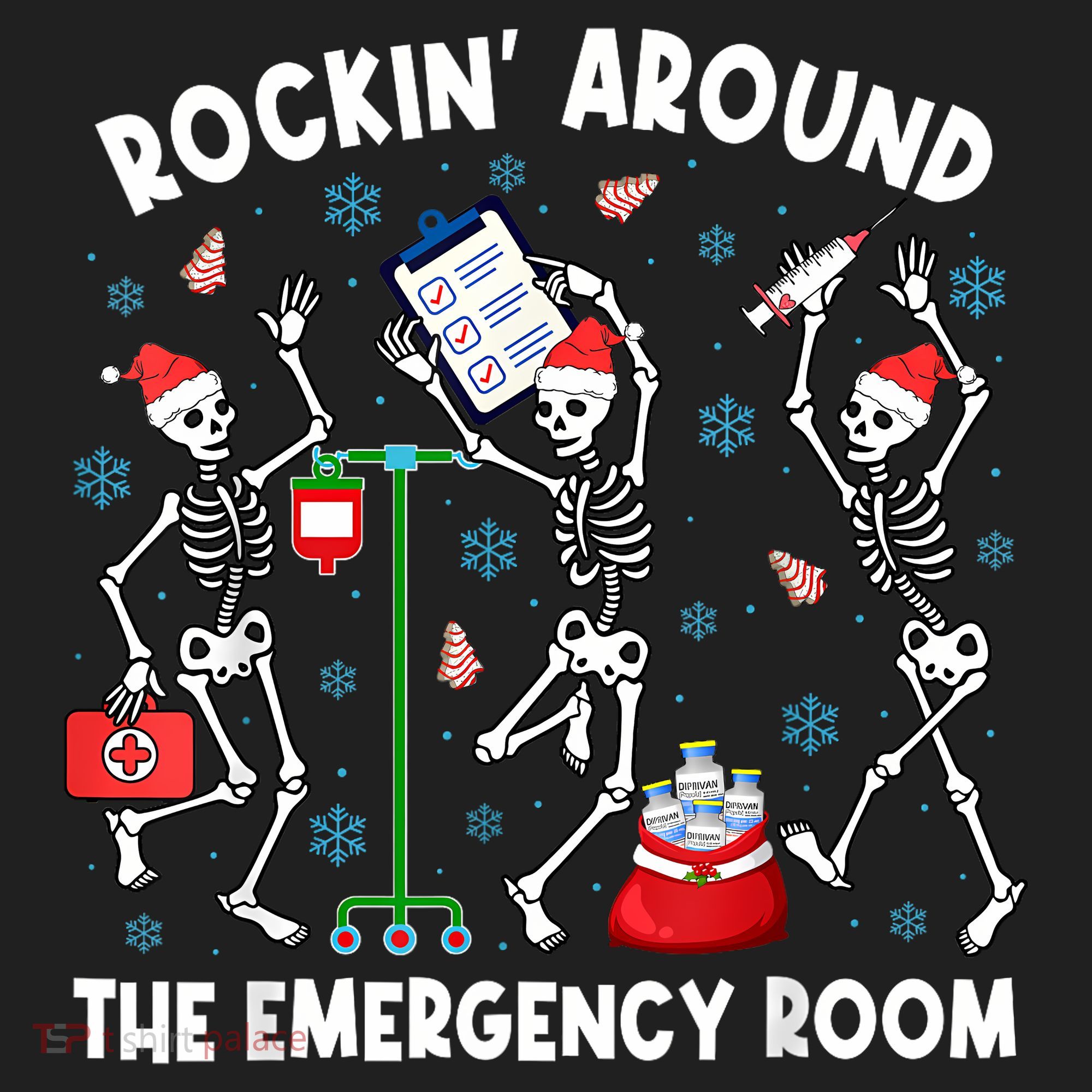 Rockin Around The Emergency Room Skeleton Er Nurse Xmas Women's Sweatshirt