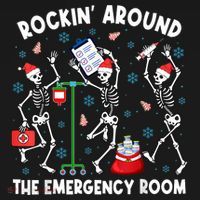 Rockin Around The Emergency Room Skeleton Er Nurse Xmas Women's Hoodie thumb 2