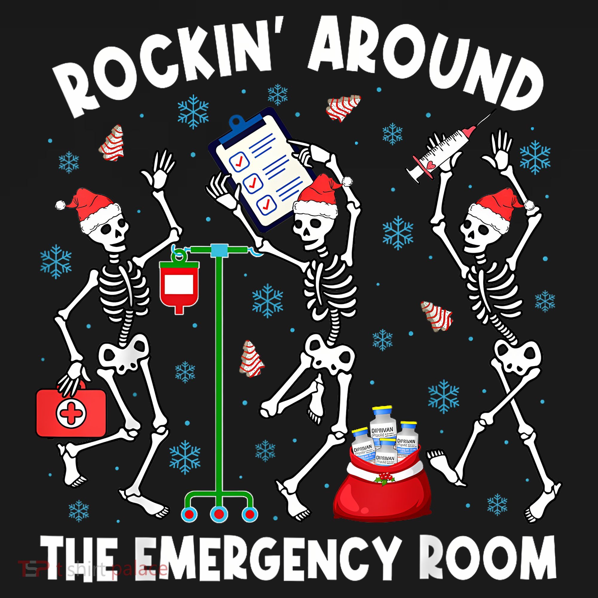 Rockin Around The Emergency Room Skeleton Er Nurse Xmas Women's Hoodie