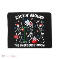Rockin Around The Emergency Room Skeleton Er Nurse Xmas Mousepad thumb 0