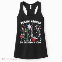 Rockin Around The Emergency Room Skeleton Er Nurse Xmas Women's Tank Top thumb 0