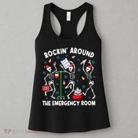 Rockin Around The Emergency Room Skeleton Er Nurse Xmas Women's Tank Top thumb 3