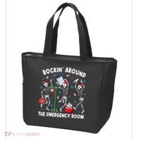 Rockin Around The Emergency Room Skeleton Er Nurse Xmas Tote Bag thumb 3