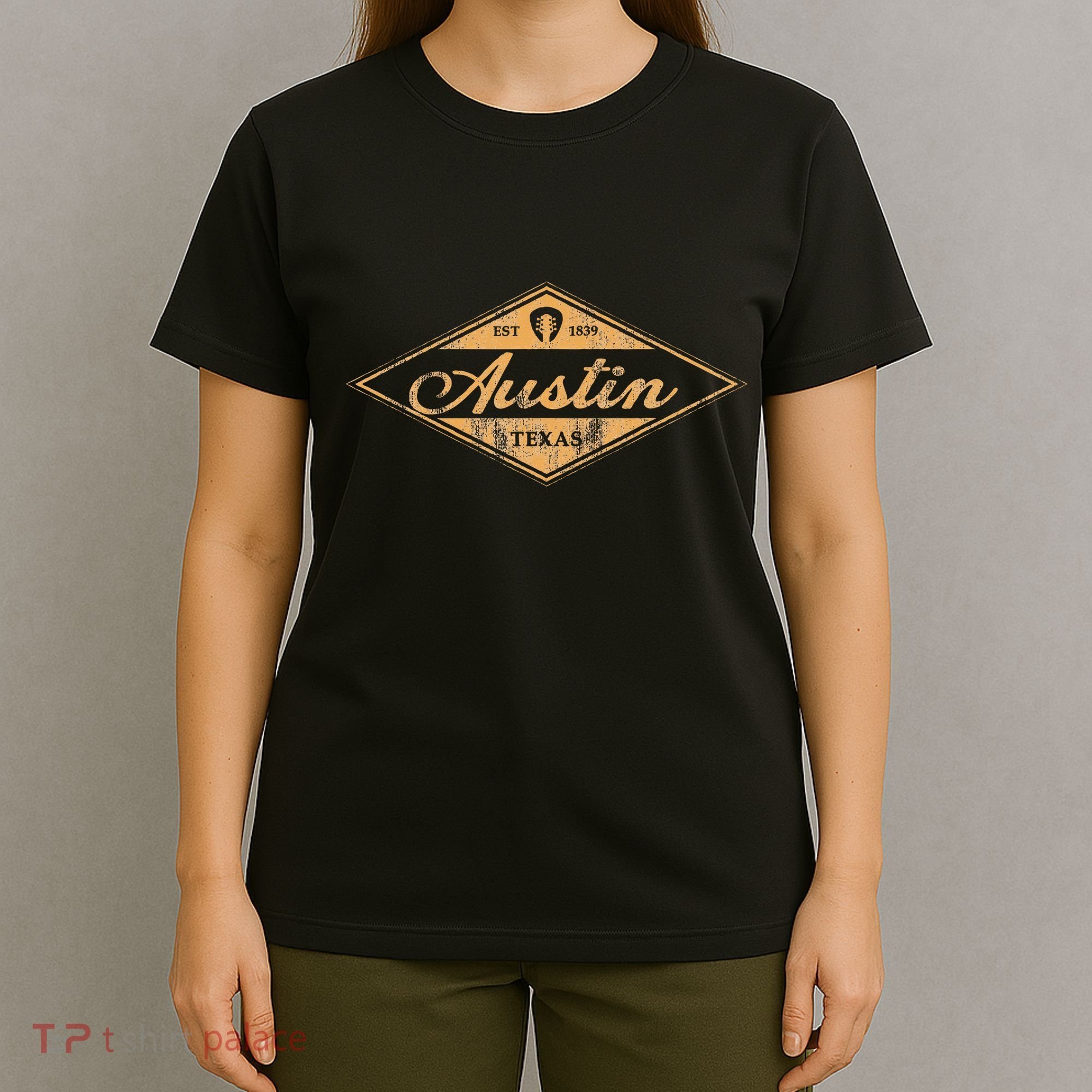 Retro Austin Texas Vintage Guitar Graphic Music Souvenir T-Shirt
