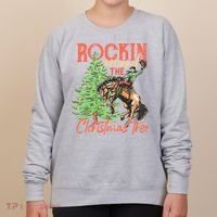 Rocking Around The Christmas Tree Christmas Cow Horse Women's Sweatshirt thumb 0