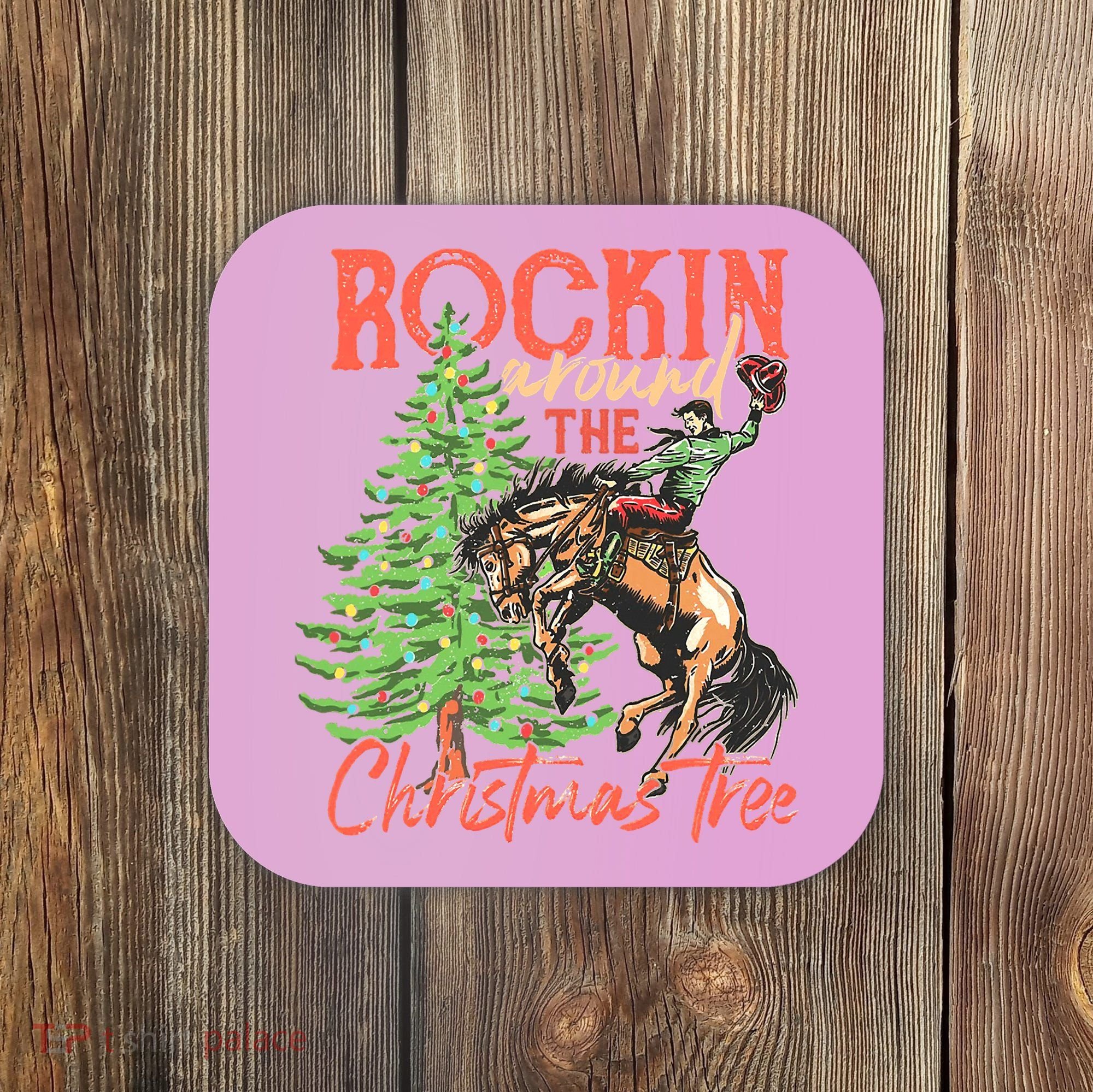 Rocking Around The Christmas Tree Christmas Cow Horse Coaster