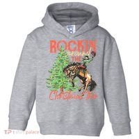 Rocking Around The Christmas Tree Christmas Cow Horse Toddler Hoodie thumb 0
