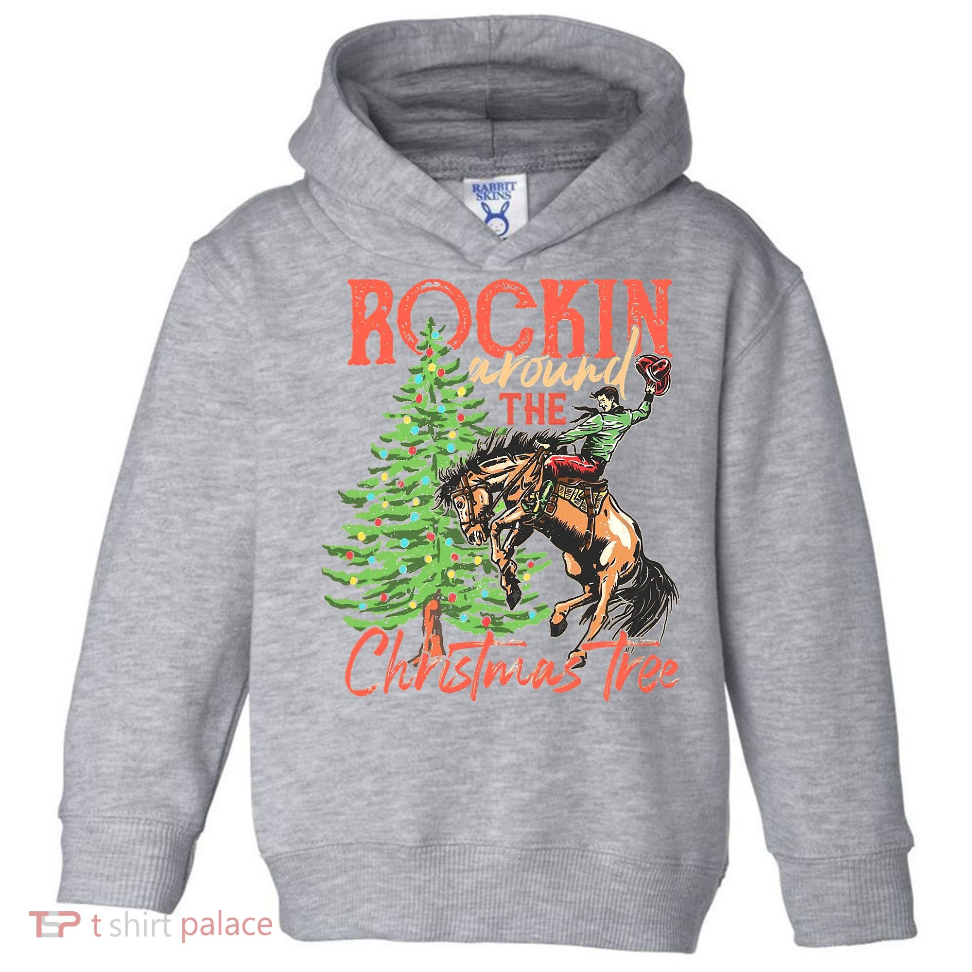 Rocking Around The Christmas Tree Christmas Cow Horse Toddler Hoodie