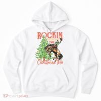 Rocking Around The Christmas Tree Christmas Cow Horse Hoodie thumb 0