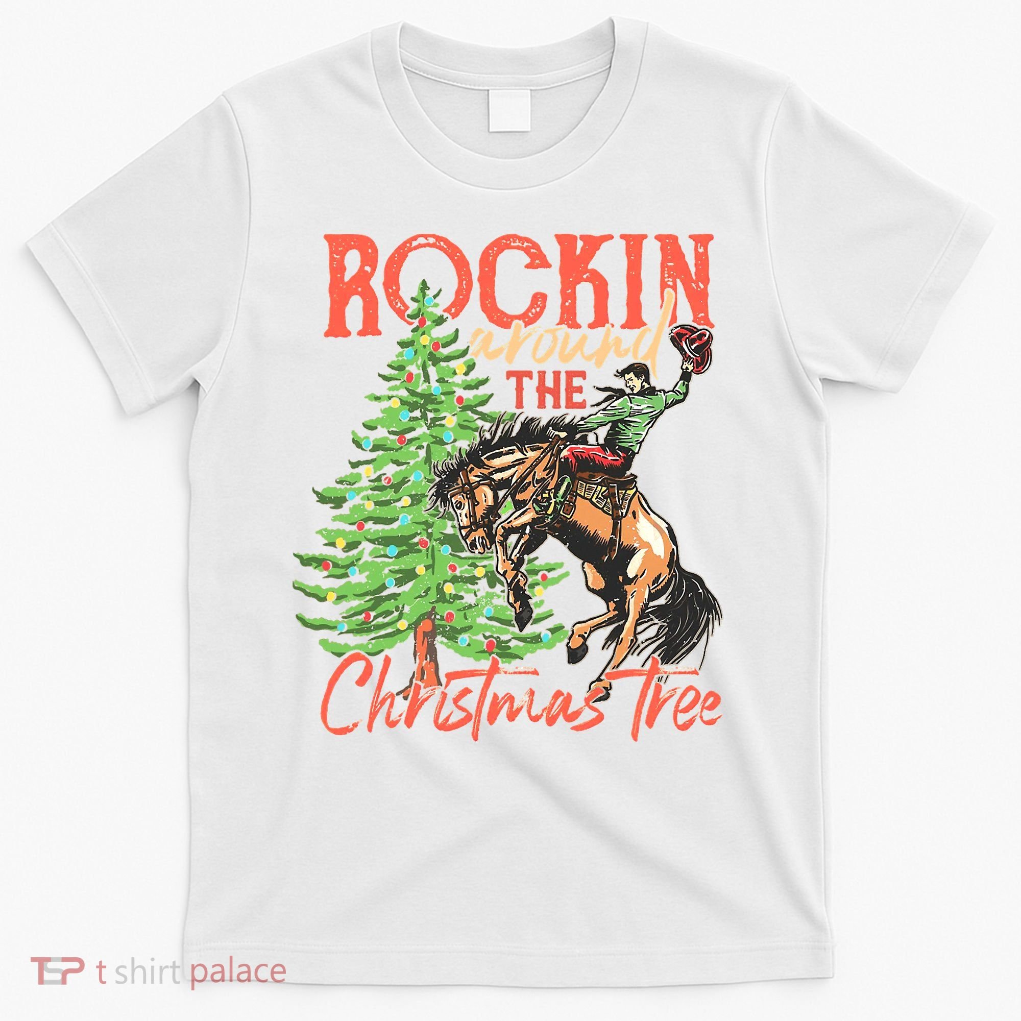 Rocking Around The Christmas Tree Christmas Cow Horse T-Shirt