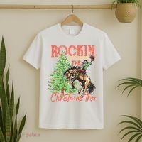 Rocking Around The Christmas Tree Christmas Cow Horse T-Shirt thumb 2