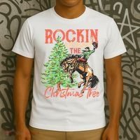 Rocking Around The Christmas Tree Christmas Cow Horse T-Shirt thumb 3
