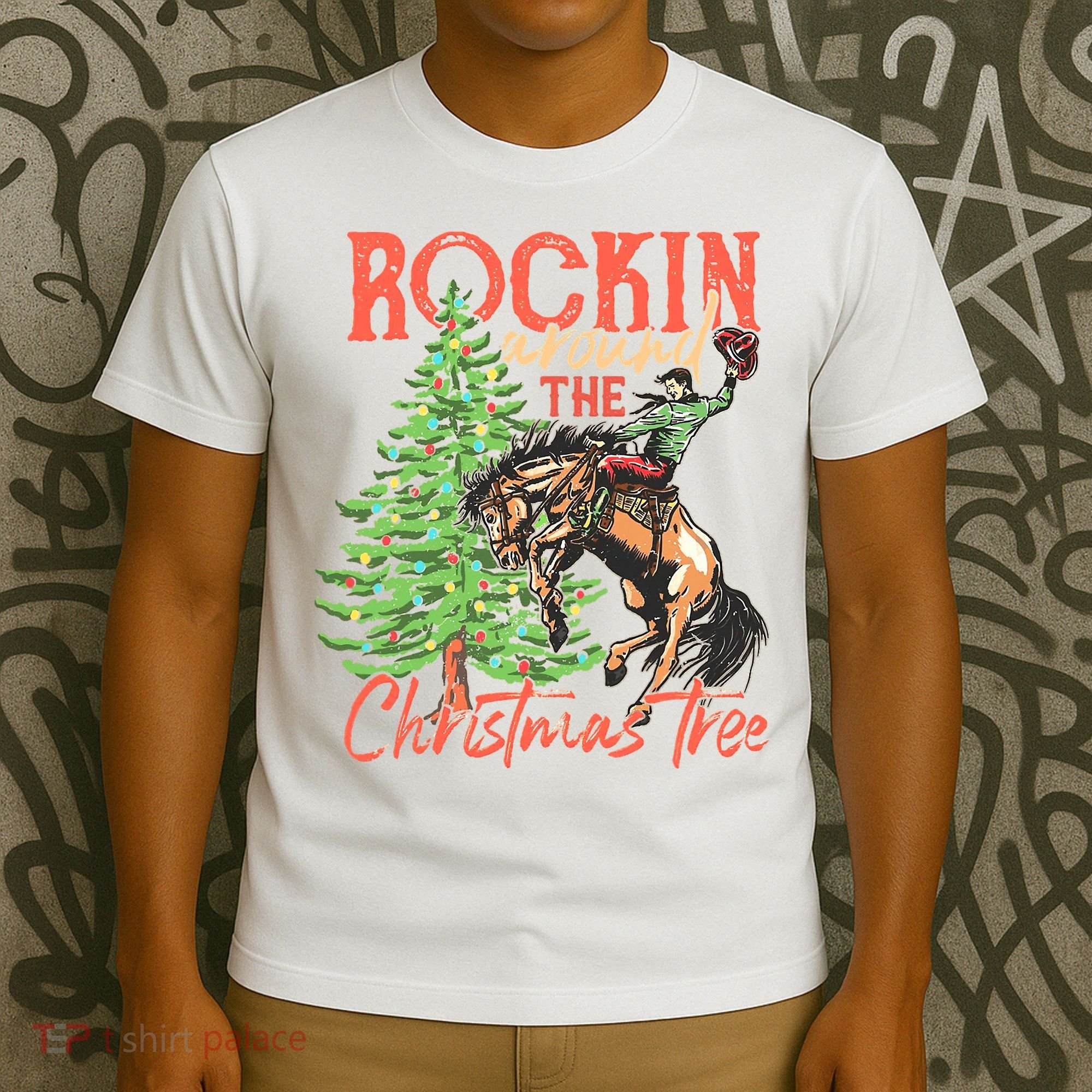 Rocking Around The Christmas Tree Christmas Cow Horse T-Shirt