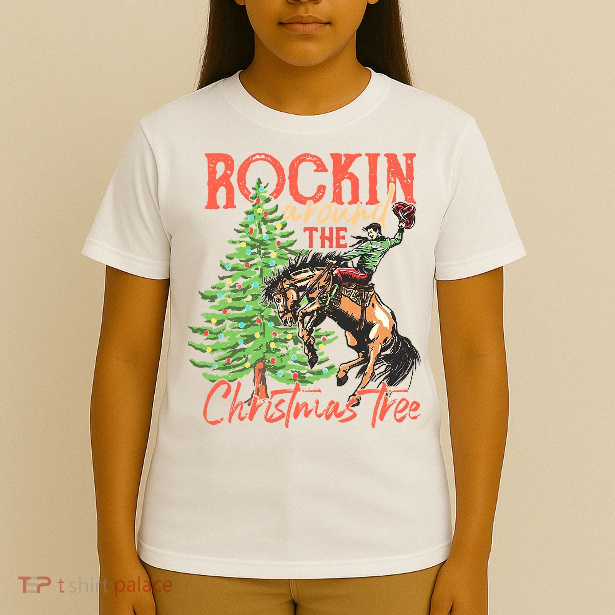 Rocking Around The Christmas Tree Christmas Cow Horse T-Shirt