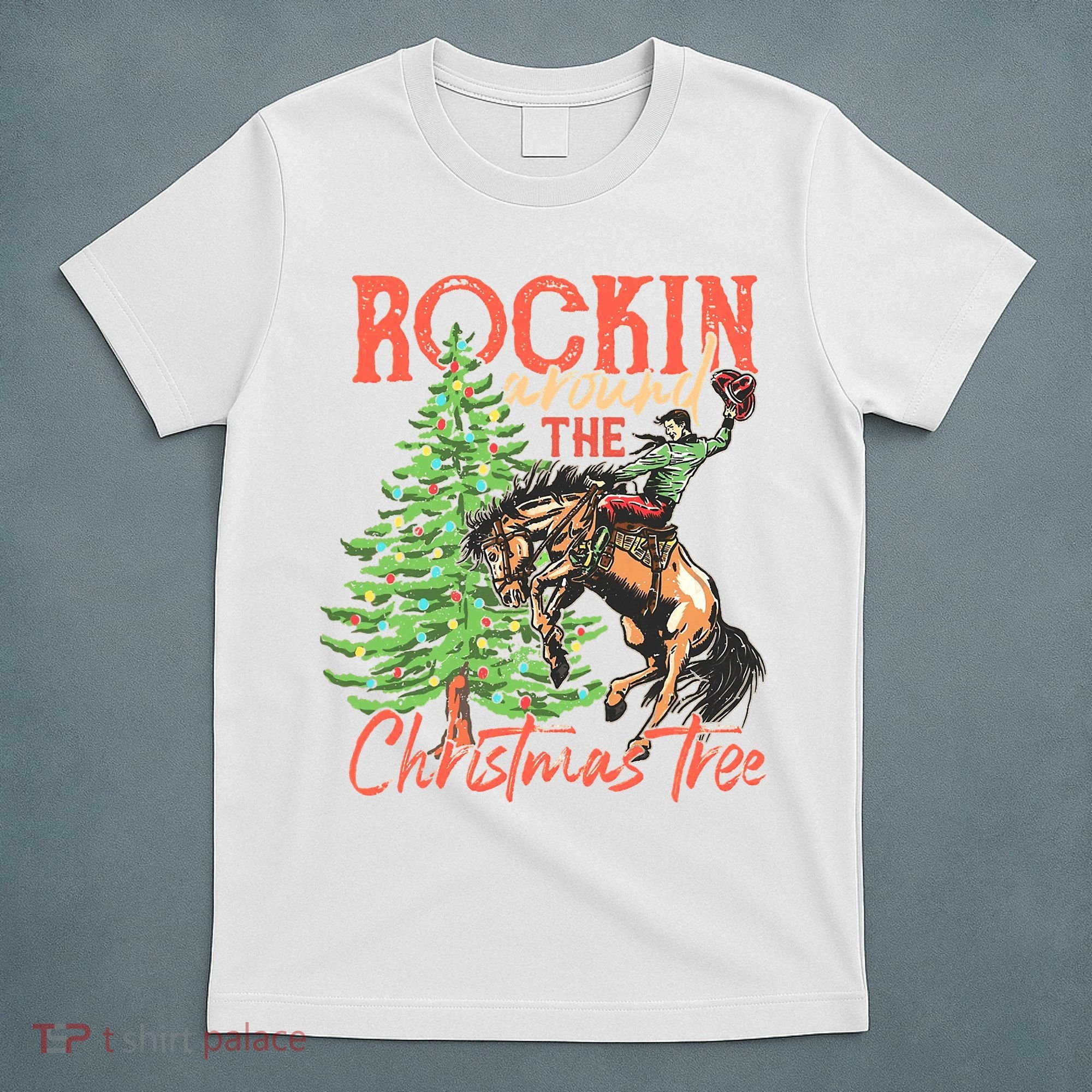 Rocking Around The Christmas Tree Christmas Cow Horse T-Shirt