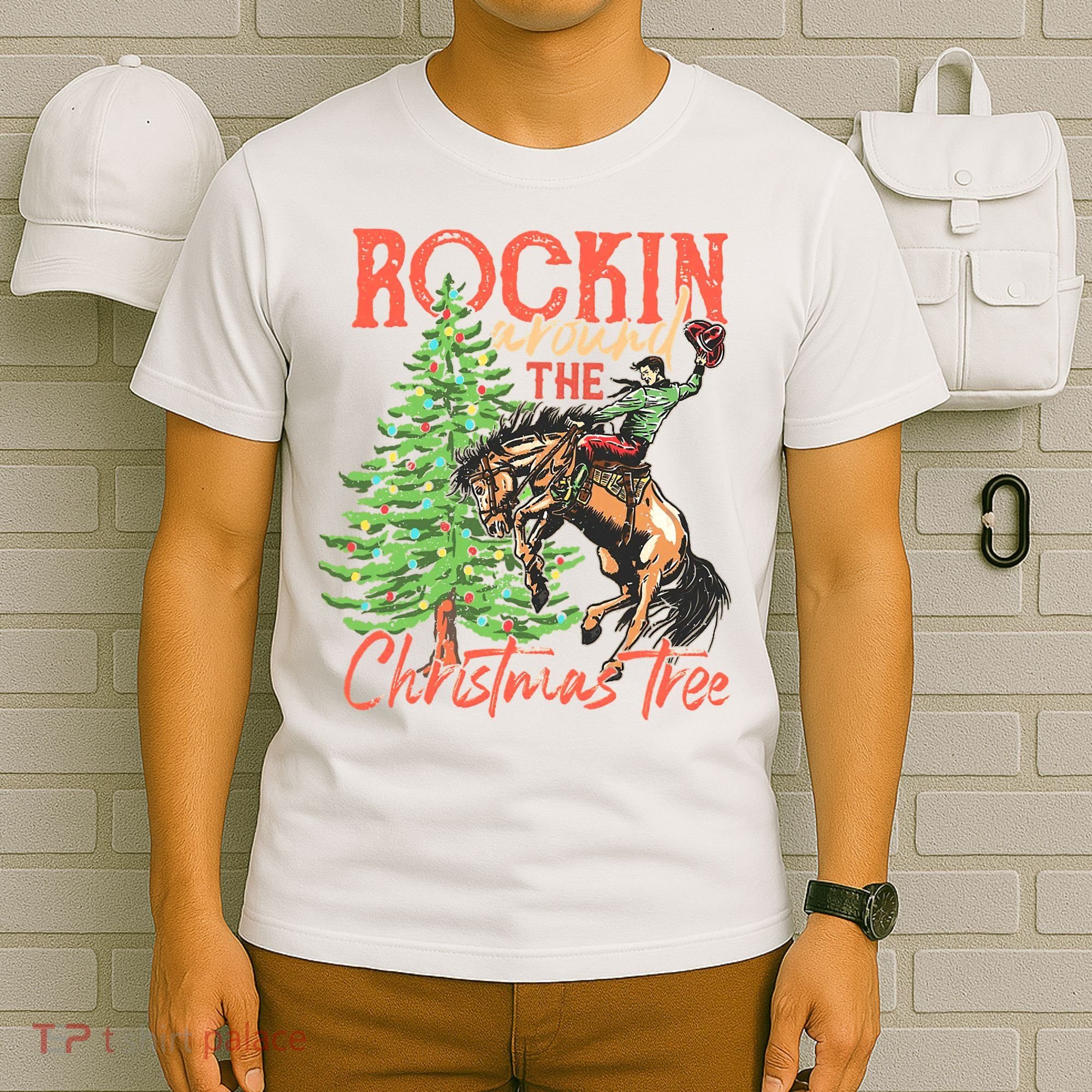Rocking Around The Christmas Tree Christmas Cow Horse T-Shirt