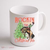 Rocking Around The Christmas Tree Christmas Cow Horse Coffee Mug thumb 1