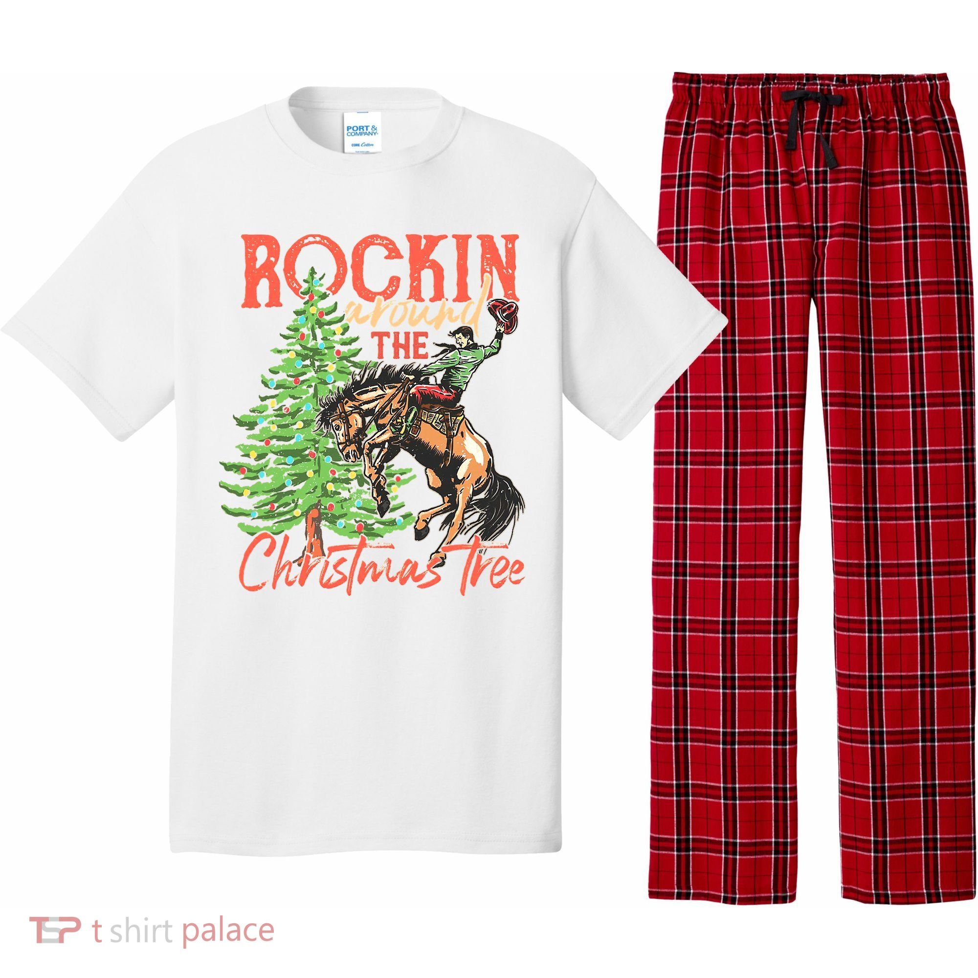 Rocking Around The Christmas Tree Christmas Cow Horse Pajama Set